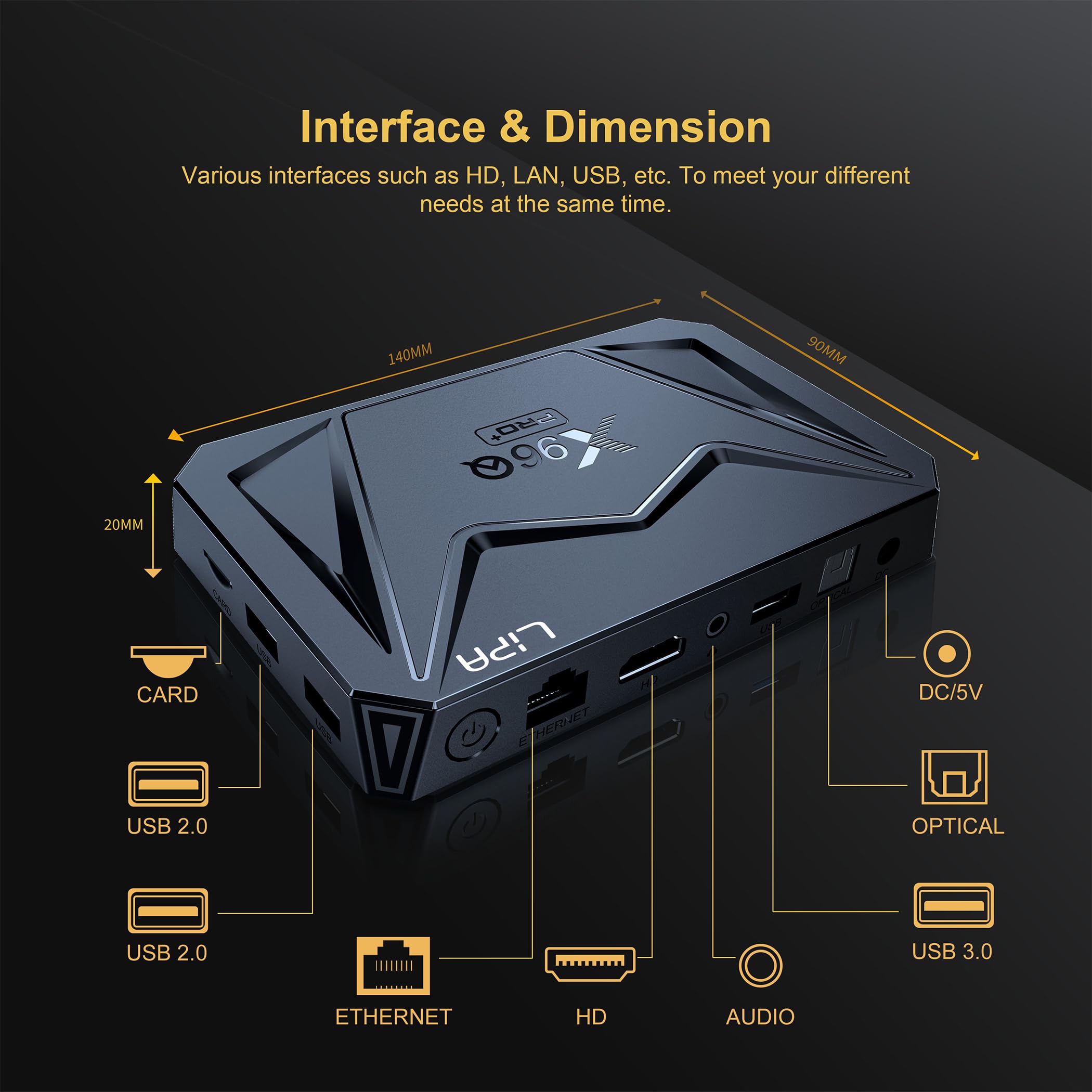 Lipa X96Q Android TV Box 4 GB/64 GB Android 14 – odtwarzacz multimedialny – streamer multimedialny – Android TV Box – 1000 Mbit/s LAN i Wi-Fi – dekoder 8K – aplikacje za pośrednictwem Play Store i