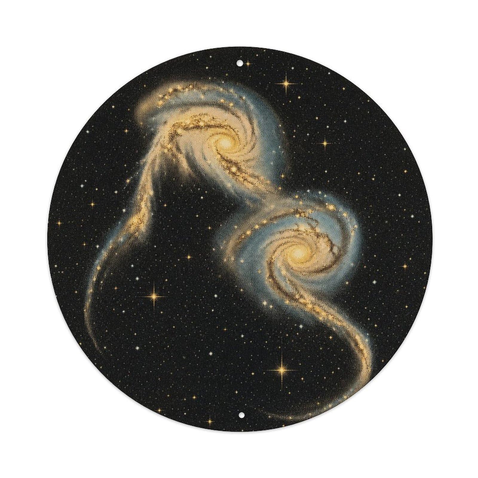Okngb Style Celestial Mice Galaxies Retro Space Stellar Telescope Metal Tin Sign Plaque Wall Decor For Cafe, Man Cave, Club Bar, Office, Home Garden Round Metal Poster 8X8inch