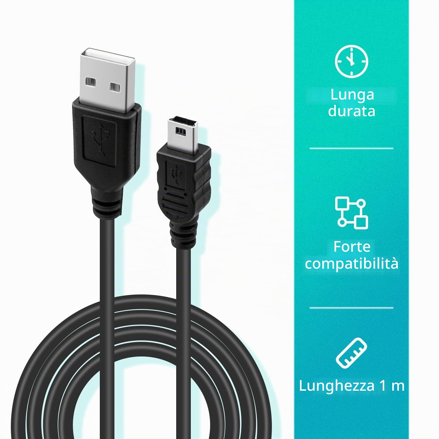Cavo Mini USB Smays Da 15 Piedi Per Controller PS3 – Ricarica Lunga Distanza, 2 Pezzi