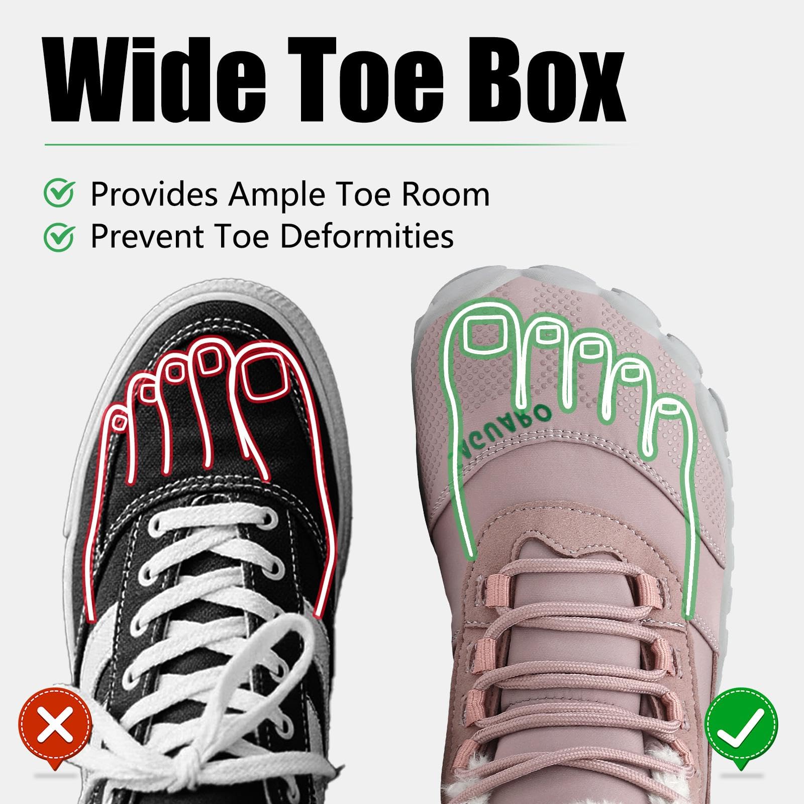SAGUARO Barefoot Stivali Invernali Impermeabile Uomo Caldo Scarpe Inverno Donna Trekking Sneaker Outdoor Impermeabile
