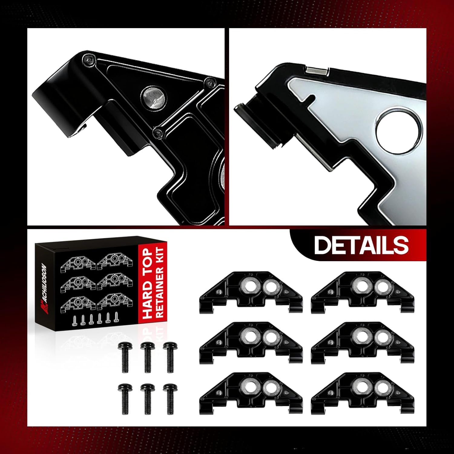 Hard Top Retainer Nut Clip & Mounting Bolt Kit, Quick Release Steel Roof Fastener for Compatible with 2007-2018 Jeep Wrangler JK/JKU