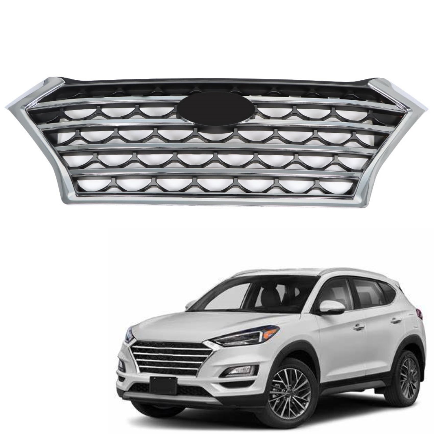 labwork Chrome Front Bumper Grille Replacement for Tucson 2019 2020 2021 86350D3640