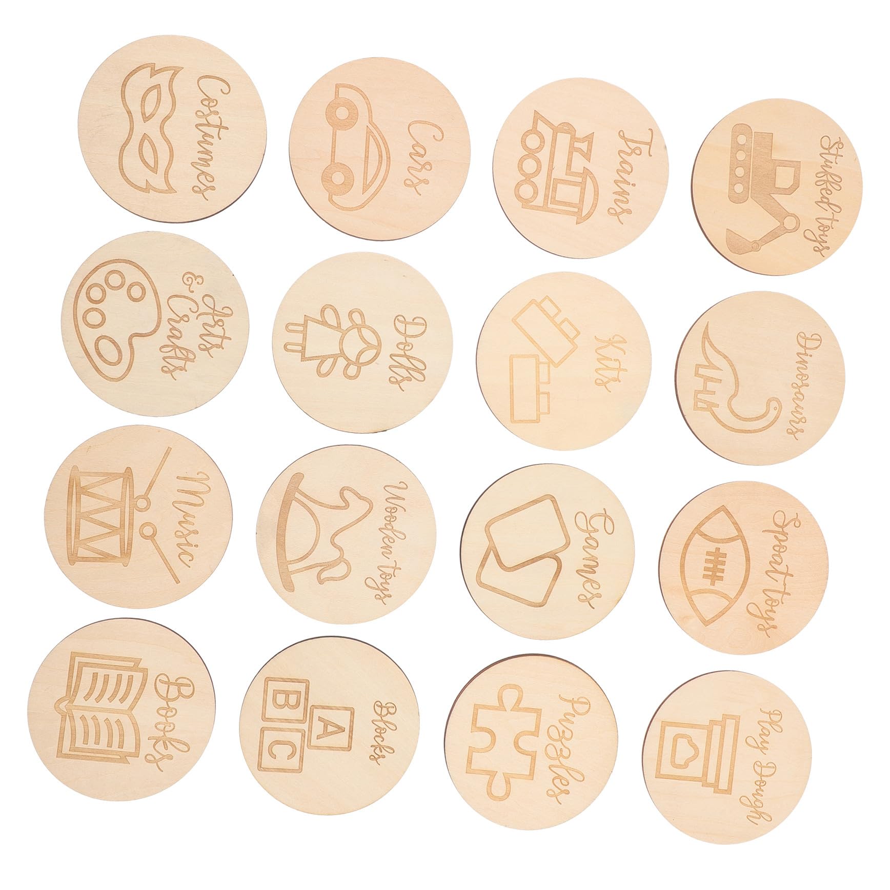 TOYANDONA 32pcs Wooden Circle Tags for Crafts round Wood Discs for Basket Labels Home Organization Wood Circles for Storage Bin Tags for Kitchen Organization