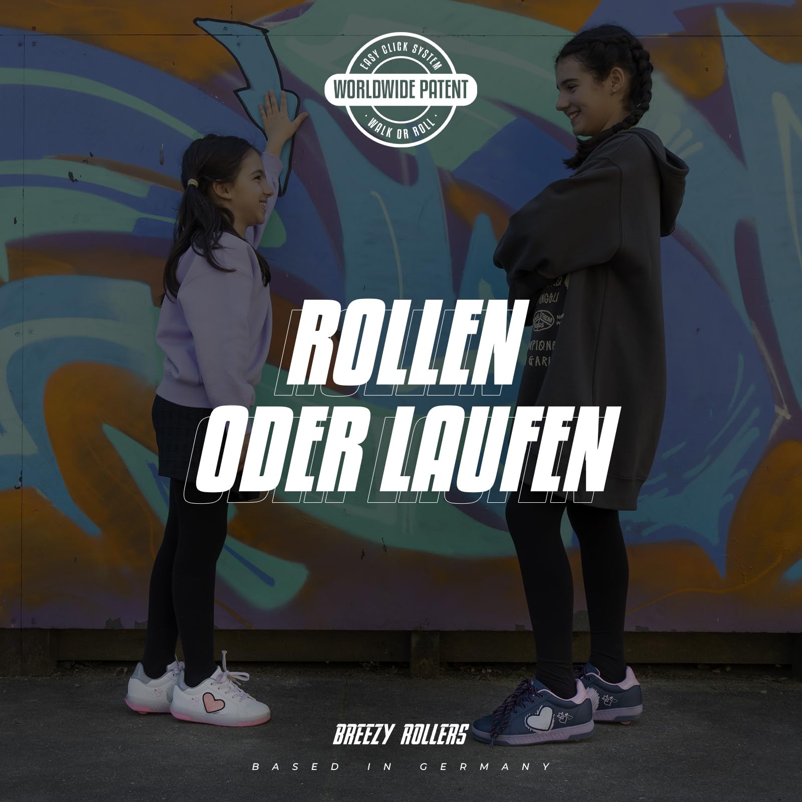 Breezy Rollers LED Schuhe mit Rollen für Kinder I Patentiertes Klick-System I Leuchtende Rollschuhe für Mädchen & Jungen