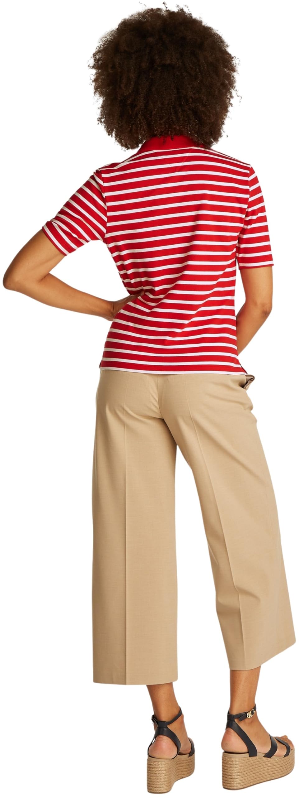 Tommy Hilfiger Damen Poloshirt Kurzarm Regular Fit - Mehrfarbig (Primary Red/Ecru STP)