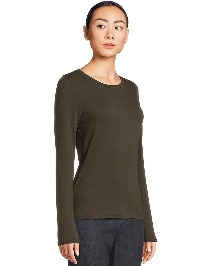 Eileen Fisher Sheer Knit Round Neck Slim Long Sleeve Tee - #2 of 5