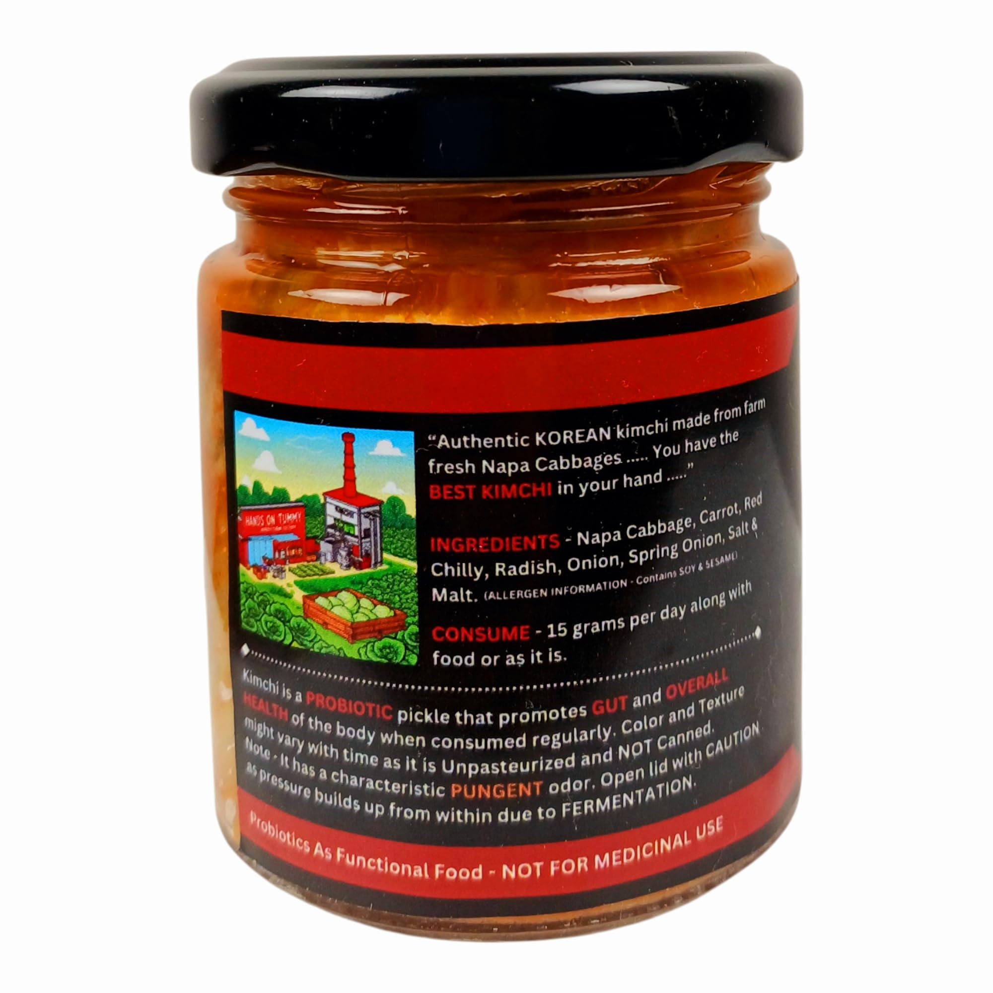 Hands On Tummy - Red Kimchi | Authentic Korean Cuisine | Probiotic | Vegetarian | 110 Grams