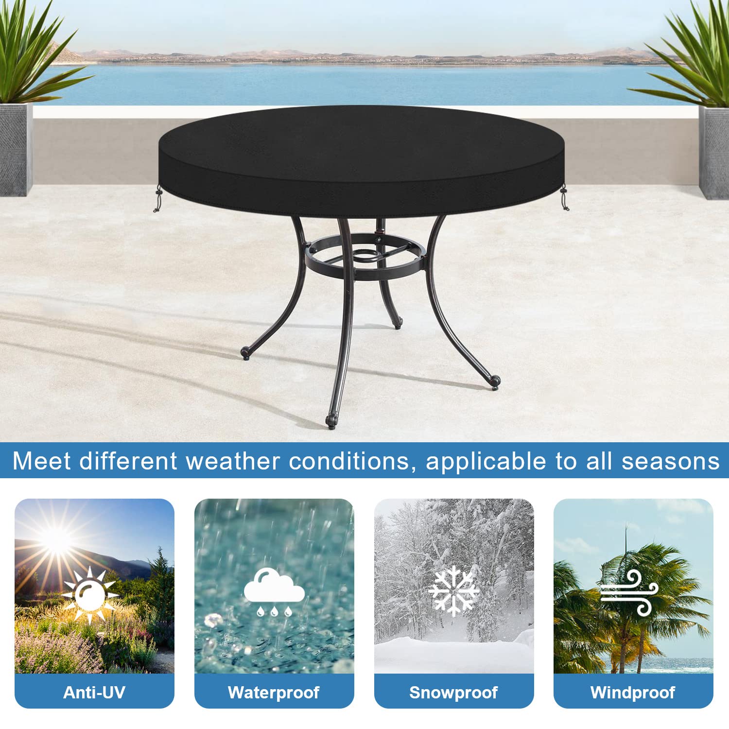 Copertura Tavolo Giardino Impermeabile - Telo Oxford 420D, 90x90x90 Cm, Antivento E UV - Foto 2