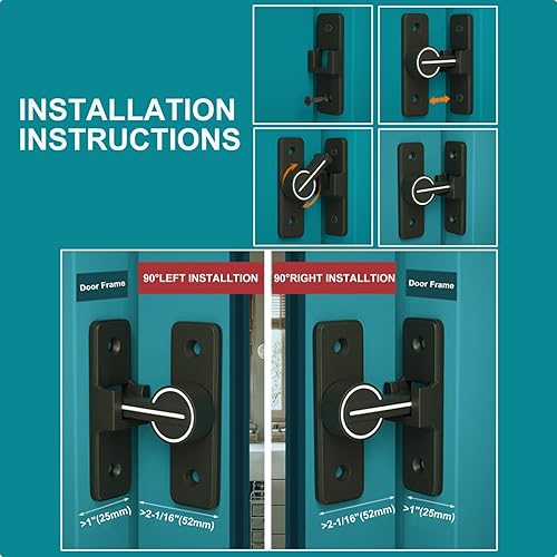 Miniatura 4 de Accesorios de cerradura de puerta de granero, cierres de puerta resistentes de 90 grados, pestillo de seguridad para puerta, cerradura de cerrojo de