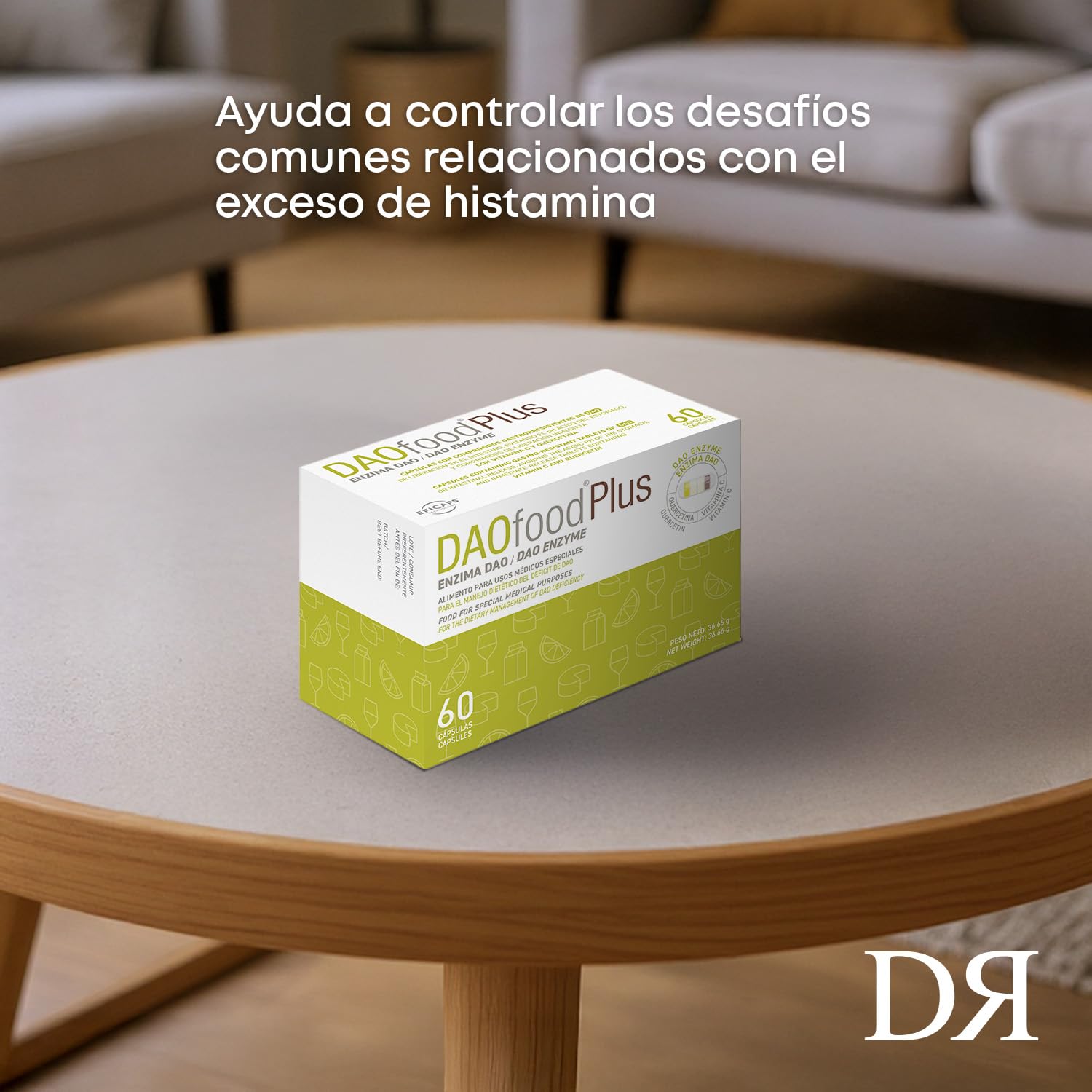 DR Healthcare - DAOfood Plus - Enzima DAO - Quercetina y Vitamina C - Contribuye al Equilibrio de la Histamina Alimentaria - 60 Cápsulas con Mini-comprimidos Gastrorresistentes de DAO