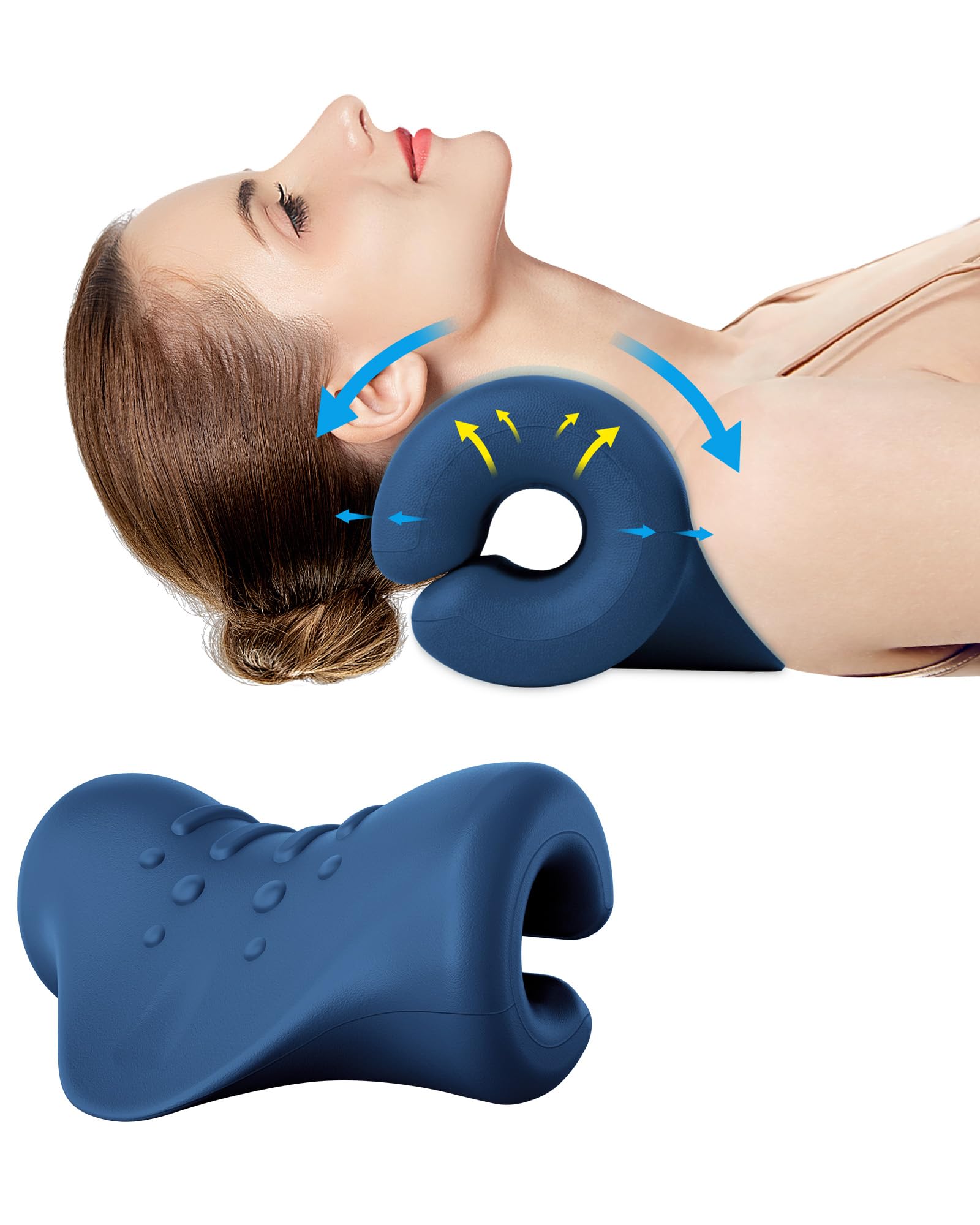 BLABOK Cuscino Cervicale con Trazione Ortopedica - Sollievo per Dolori Cervicali, Allineamento Colonna e Stretching del Collo, Dispositivo per Mal di Testa e Spalle Ingrinate