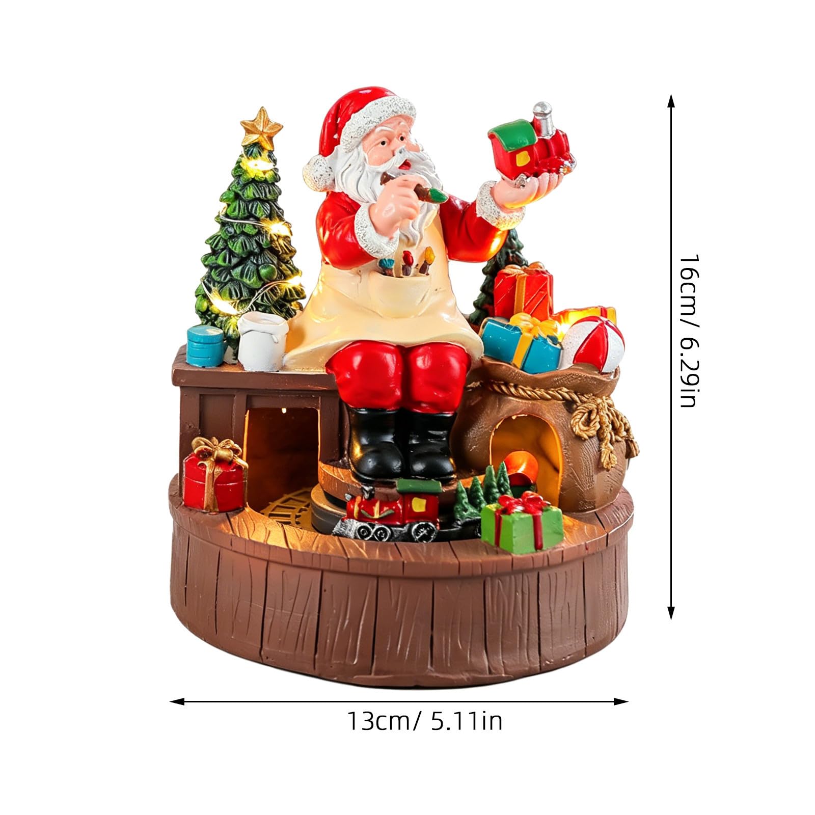 Toyvian Weihnachtliche Spieluhr aus Kunstharz mit Drehender Weihnachtsmannfigur und Warmem LED Licht für Festliche Weihnachtsfeiern im Innenbereich