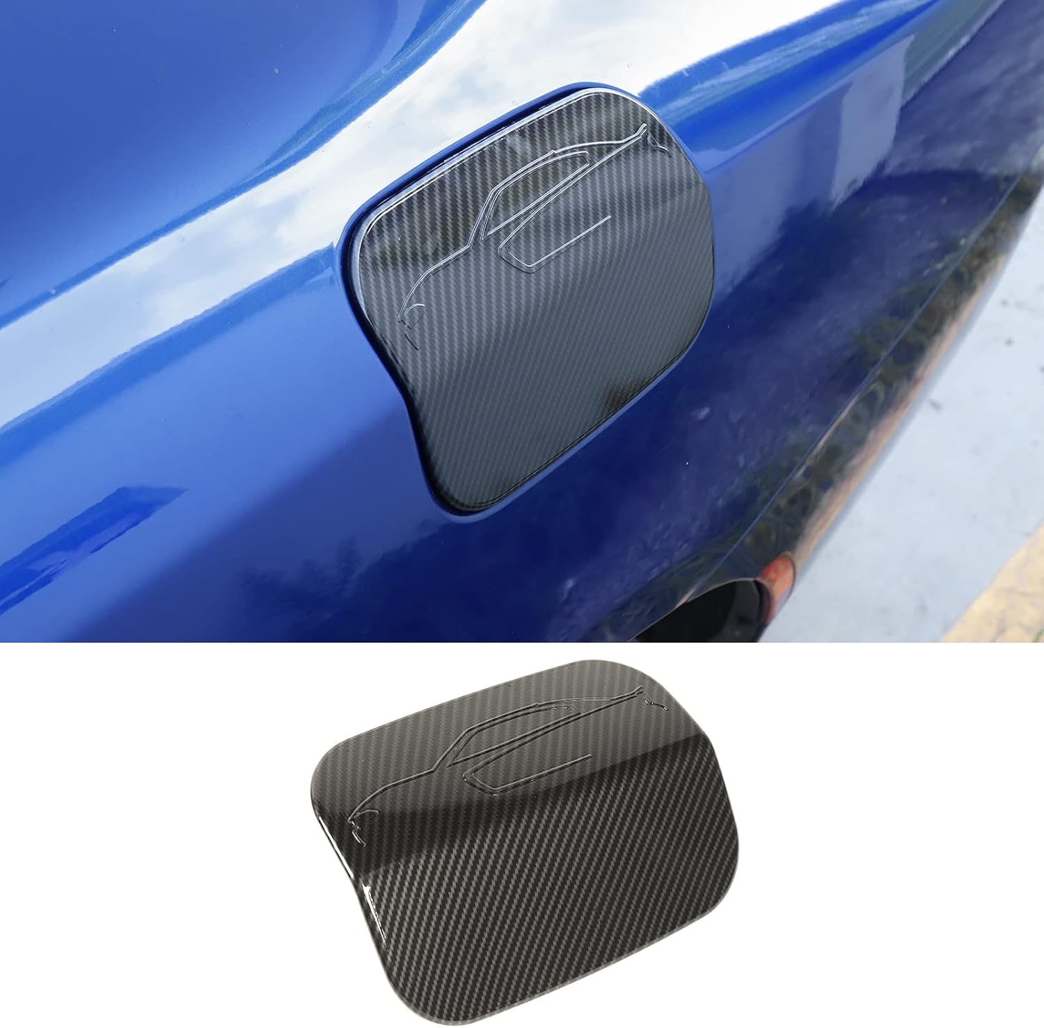 JWWY Fuel Tank Cap Gas Tank Lid Petrol Tank Fuel Filler Gasoline Tank Cover Trim for Dodge Charger Exterior Accessories 2015-2024+ Carbon Fiber 1pc