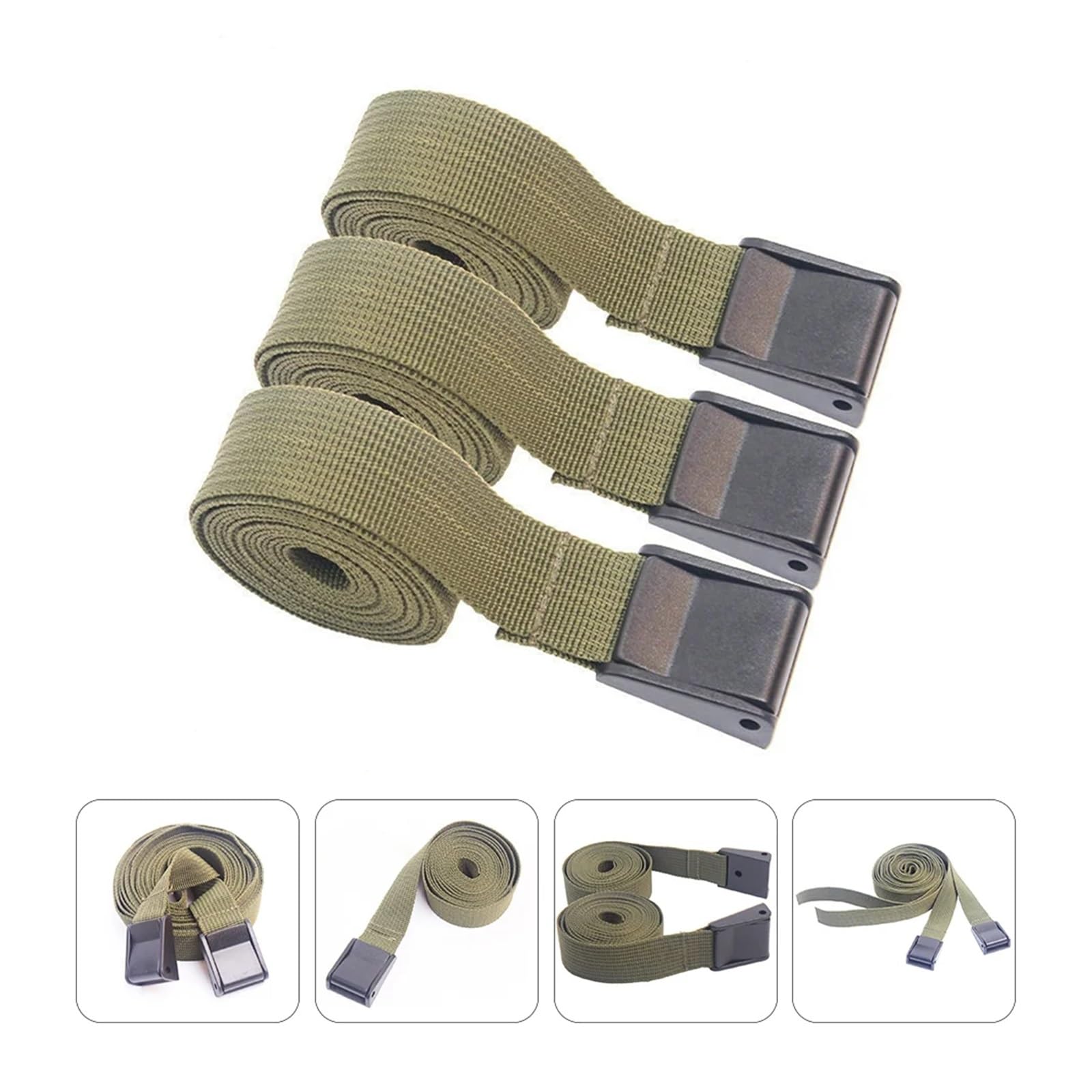 Robuste Zurrgurte mit Druckschnallen für Ladungsspanngurte und Camping, 500 x 2,5 cm, langlebige und sichere Spanngurte für den Transport, 3 Stück