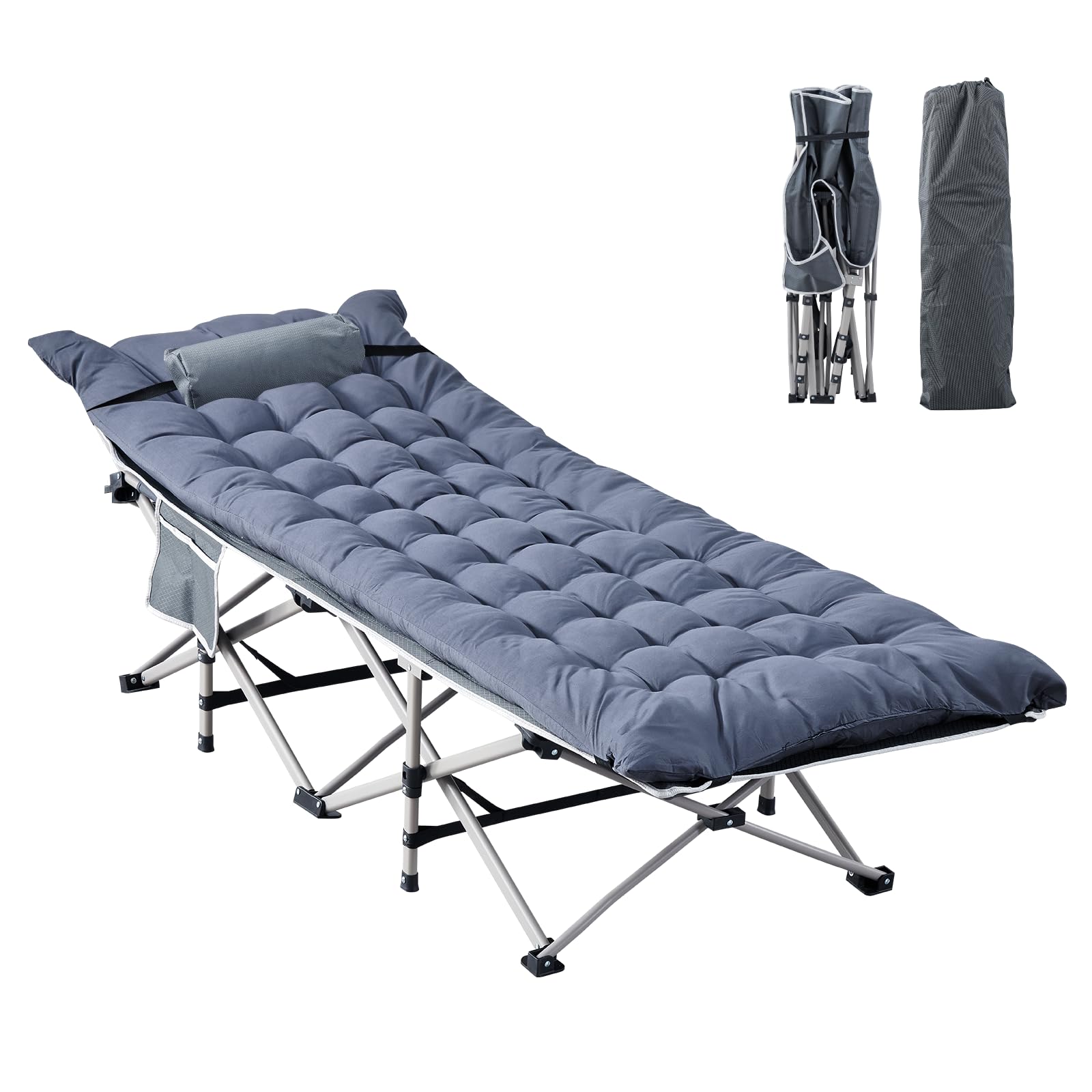 LSLIFE Folding Camping Bed for Adults, Portable Camping Cot 186x69x39cm