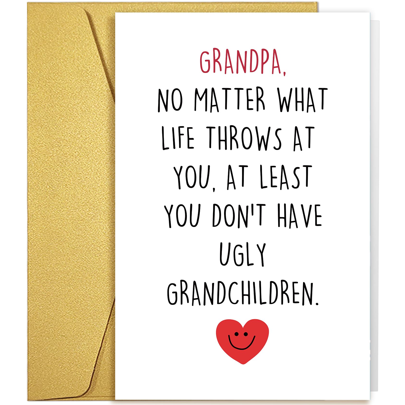 Qiliji Funny Father's Day Card for Grandpa Granddad, Fathers Day Card Gift from Granddaughter Grandson, Grandpa Birthday Cards, At Least You Don't