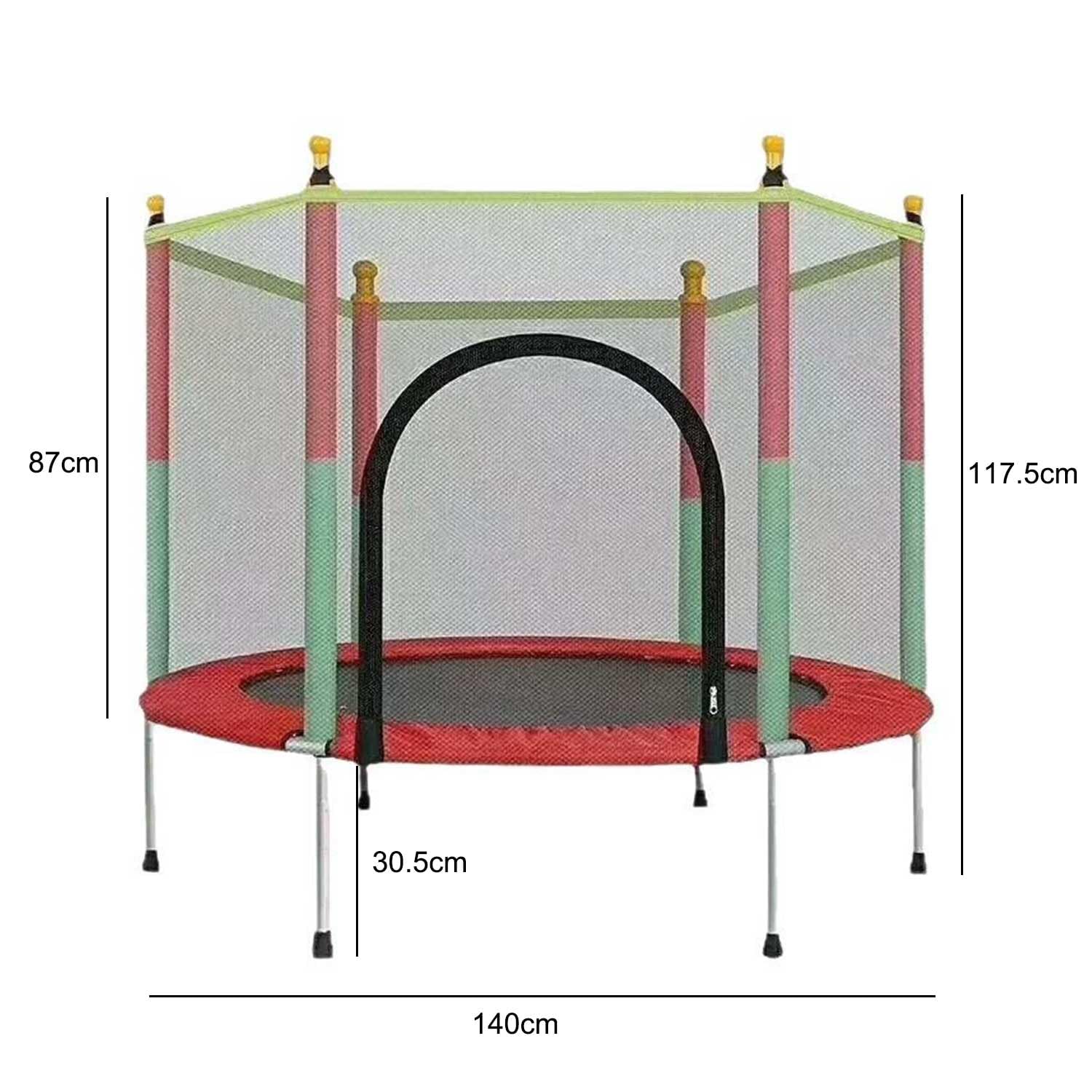 Tappeo elastico per bambini con rimbalzo da 55''/140CM per bambini dai 1 agli 8 anni, per interni ed esterni, con rete di contenimento, coperture in schiuma per i pali
