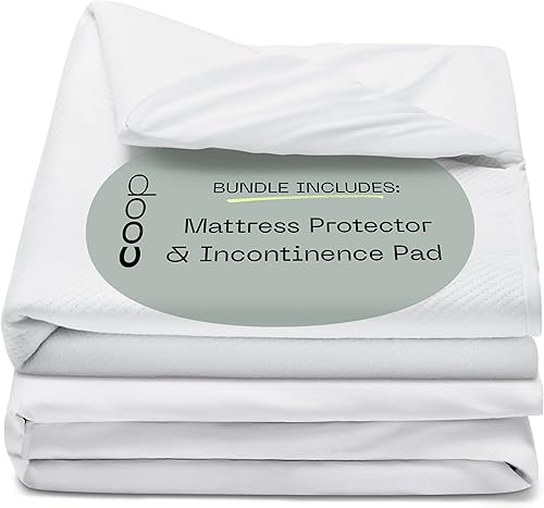 Coop Home Goods Paquete de protector de colchón Queen y almohadilla para incontinencia, impermeable, ultra lujoso, CertiPUR-US, Greenguard Gold