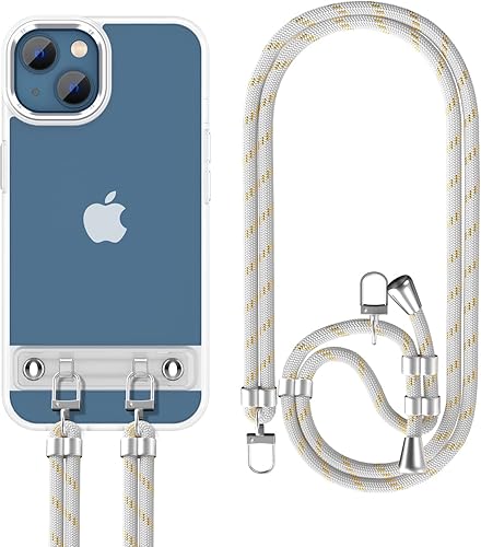 DOB SECHS Funda para iPhone 14 Plus con correa, funda cruzada para iPhone 14 Plus de 6.7 pulgadas, funda transparente con cordón, cubierta trasera