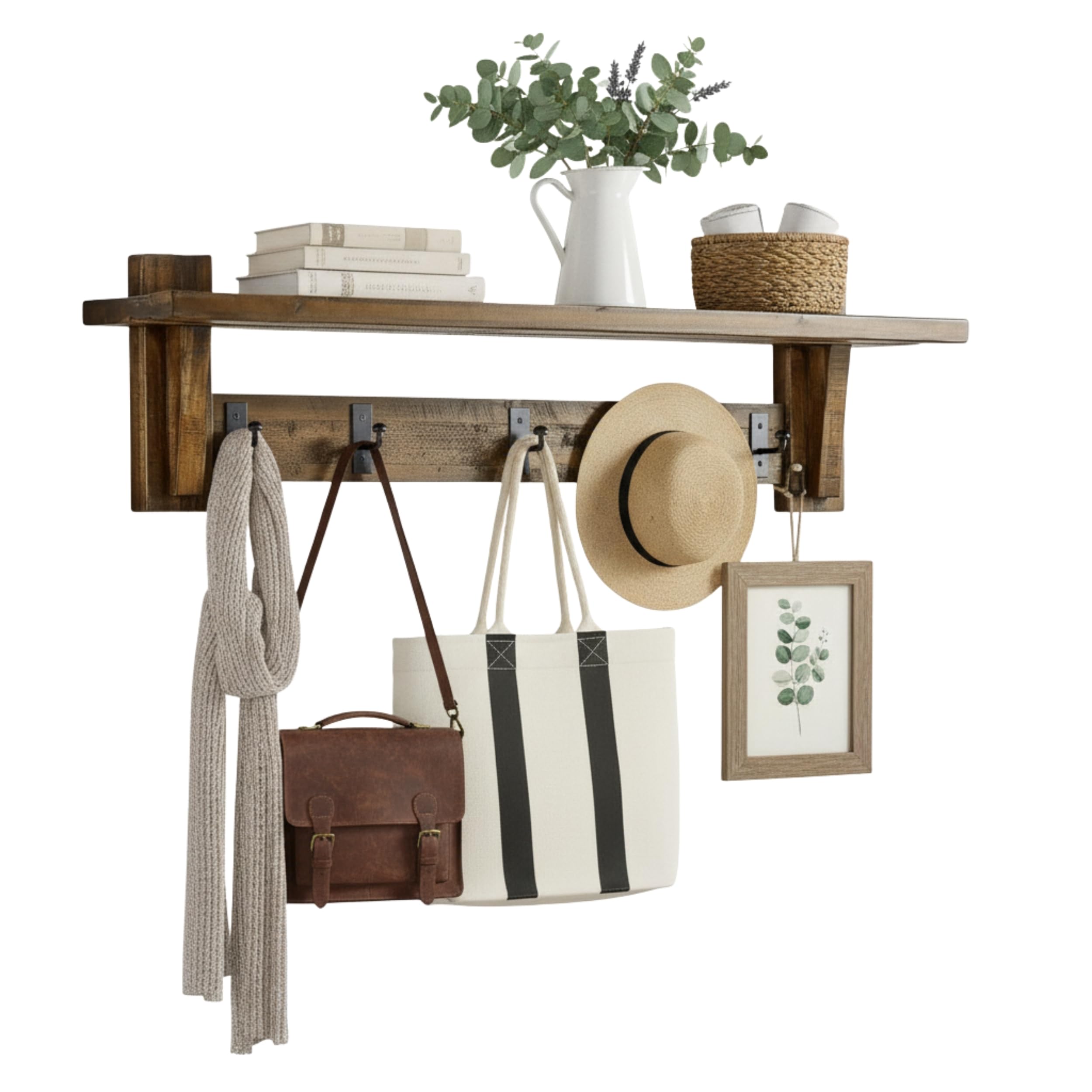 Amazon.com: Durango Industrial Wood Coat Hook Entryway Shelf, Home