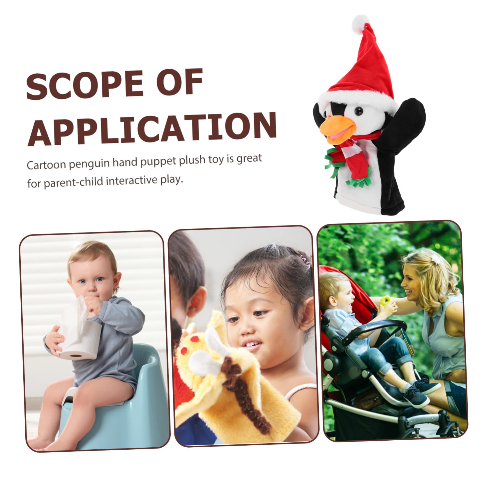 FRCOLOR 4 Piezas Marioneta de Mano Pingüino de Peluche para Muñeco Animal Festivo Interactivo para Familiares y Cuentos Navideños
