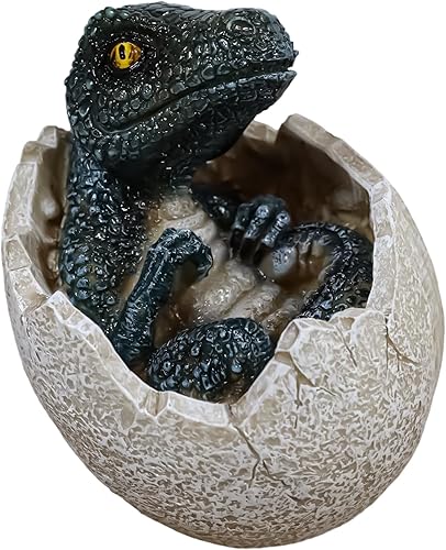Ebros Gift Jurassic Era Depredador Velociraptor en huevo Figura de dinosaurio Dino Hatchling Huevo Crucero Bebé Escultura coleccionable de animales