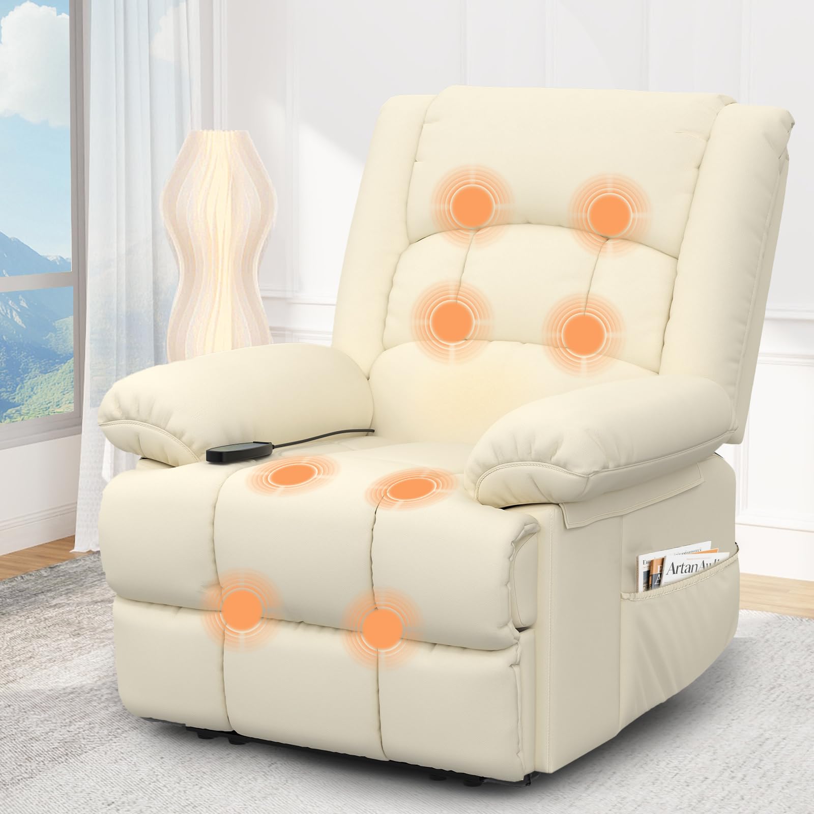 Srfzluxy Recliner Armchair Recliners with Massage & Heat, Padded Armrest & Cushion Extended Footrest, Manual Adjustable Single Sofa with Dual Side Pockets, Reclining Chairs Living Room Sofa Chair โ image 1