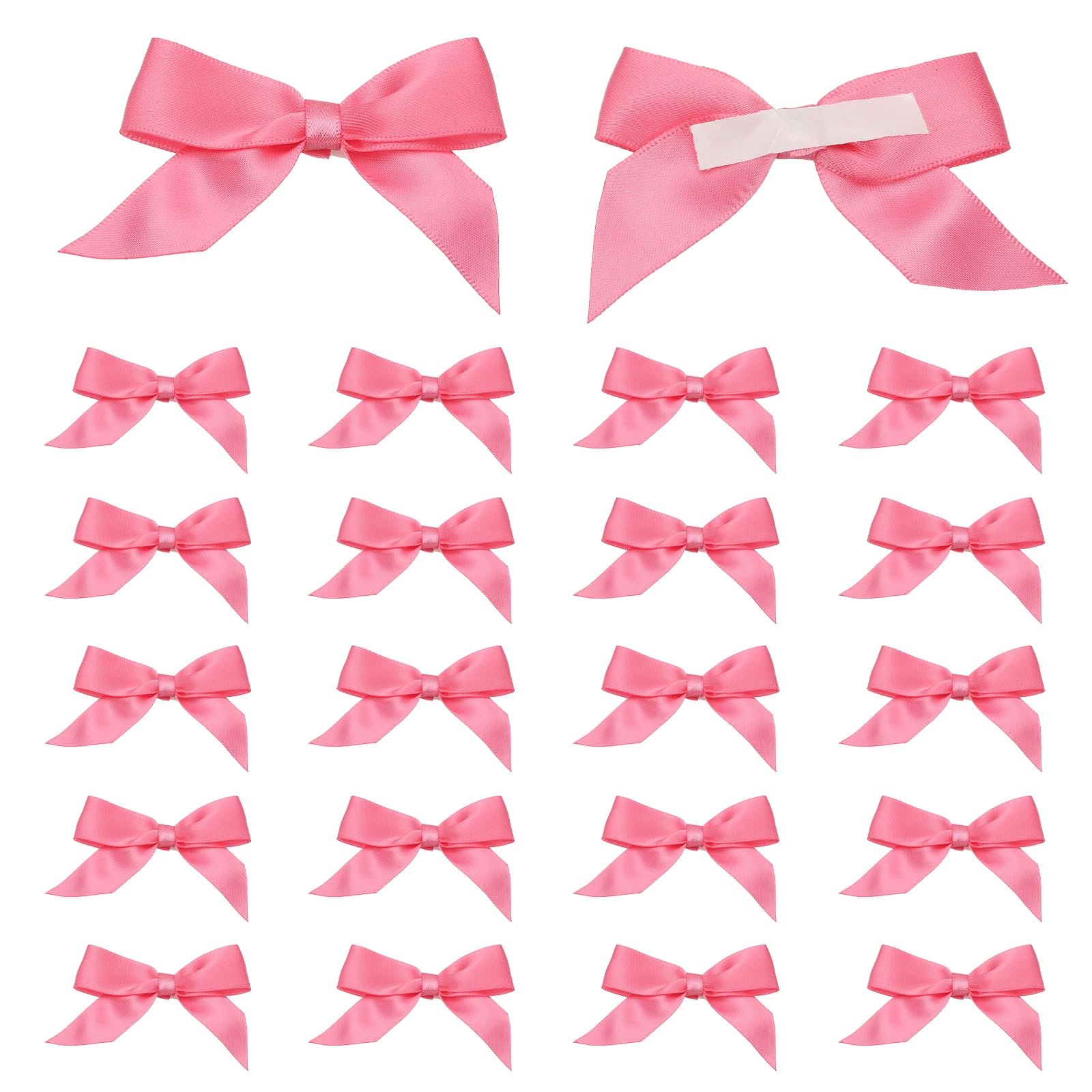 sourcing map 25 Pcs Satin Ribbon Bows, 2.5" Self Adhesive Satin Bows Premade Craft Bow with Double-Sided Tape for Gift Wrapping Making Crafts Birthday Party Wedding Decorations, Rose Red