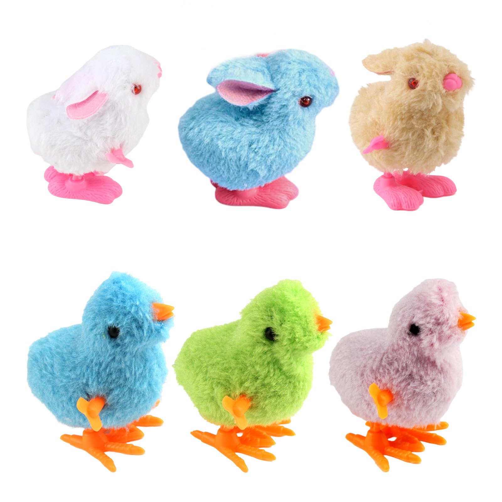 XIAQICA 6Pcs Pollitos Juguete para Pascuas Peluche Pollo a Cuerda Saltando Juguetes Mecánicos Pollito de Pascua Regalos de Pascua para Niños