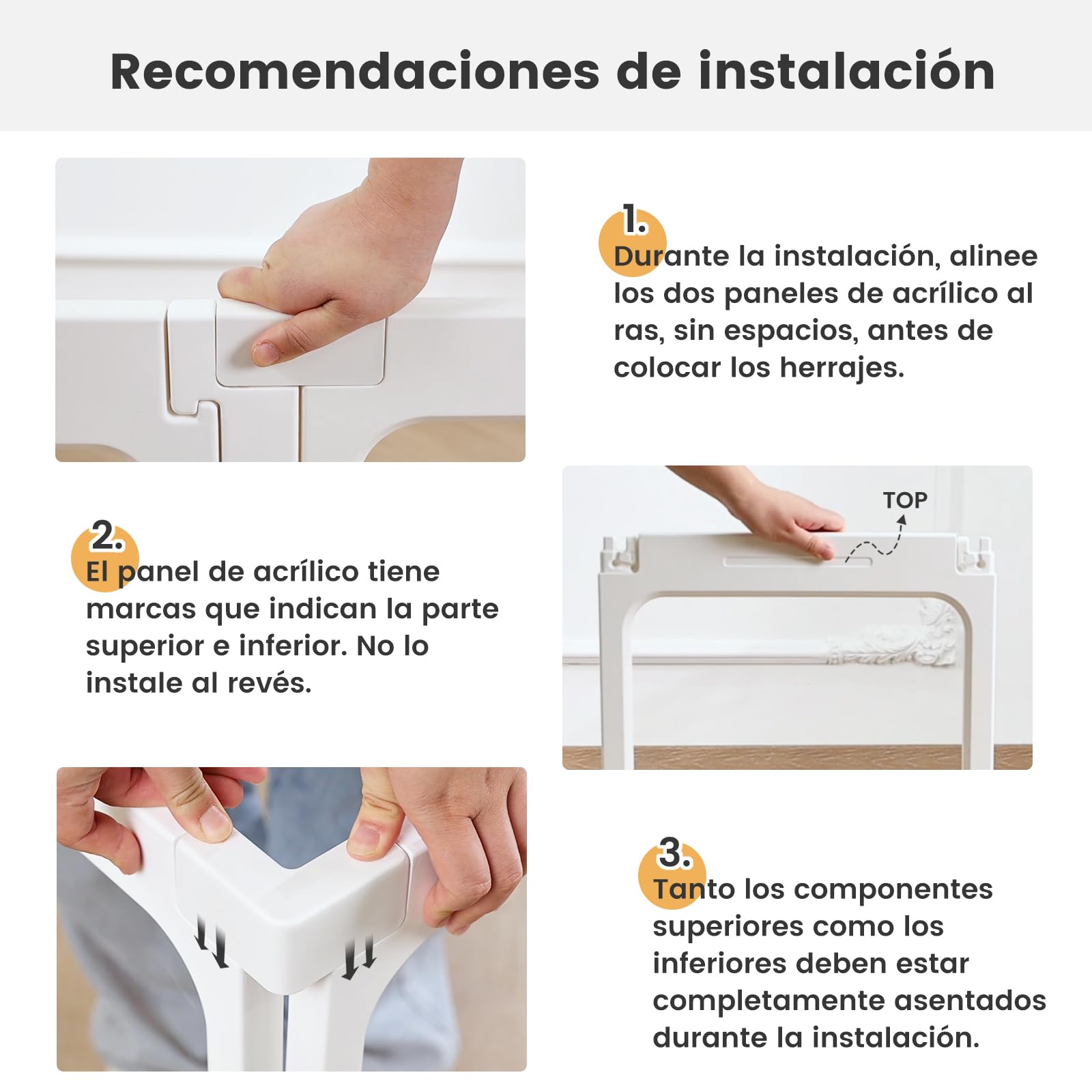 Gardner Pet Recinto para Perros en Acrílico Transparente, Corral Antirayaduras y Antideslizante, Parque Modular para Cachorros, Gatos y Conejos, Fácil de Limpiar y Expandible-12 Piezas- Blanco