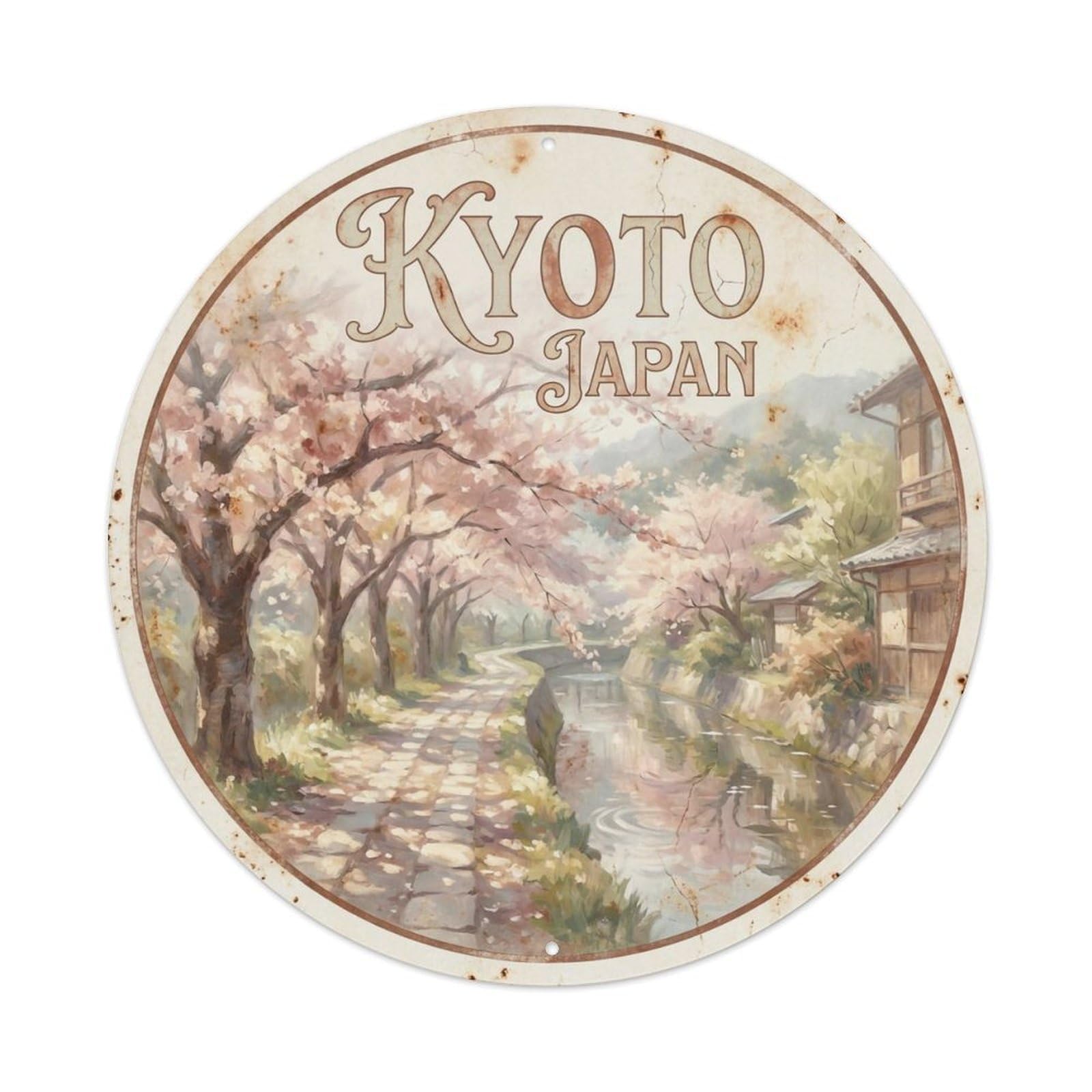 Vintage Travel Kyoto Japan Splendor Vintage Metal Tin Sign Plaque Wall Decor for Cafe, Club Bar, Office, Garden Metal Poster 8x8Inch