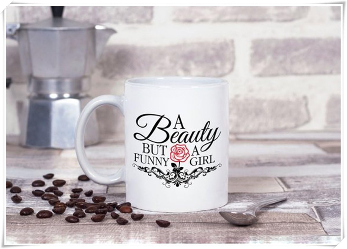 A Beauty But Funny Girl Cute Princess Belle Coffee Mug Beauty and Beast Tea Cup, Ceramic Coffee Mug 11oz