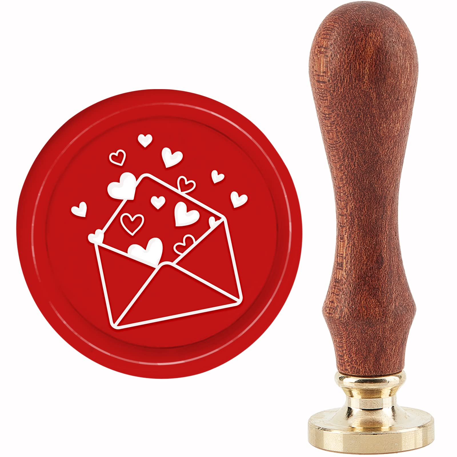 CRASPIRE Valentine's Day Wax Seal Stamp Heart Sealing Wax Stamps Love Letter 30mm Retro Vintage Removable Brass Stamp Head with Wood Handle for Wedding Invitations Cards Gift Packing
