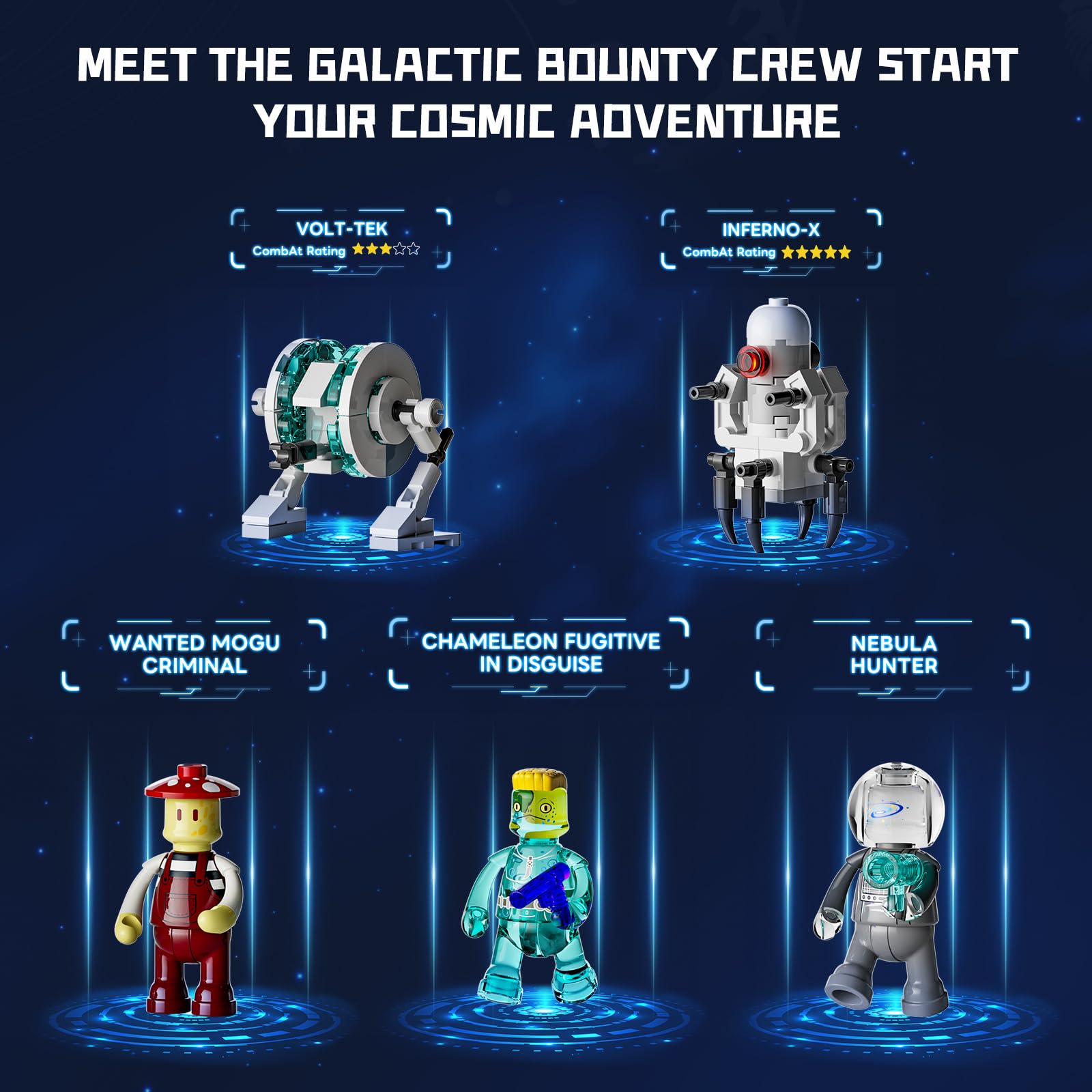 Lumibricks Space Hub Łowcy Nagród podświetlany zestaw klocków – futurystyczny budynek modułowy Alien-Cyberpunk z minifigurkami, 2309 części, prezent dla dorosłych i nastolatków