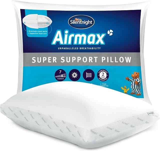 Silentnight Airmax Super Support Pillow - Orthopedic Breathable Cooling Foam Pillow for Neck and Shoulder Pain Relief Hypoallergenic Bed Pillow - Pack of 1