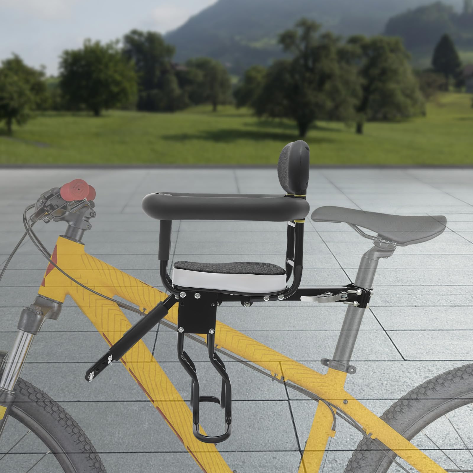 Seggiolino da bicicletta per bambini, capacità di carico 80 kg, sedile di sicurezza per bambini da 1 a 5 anni, sedile anteriore per bicicletta con manico