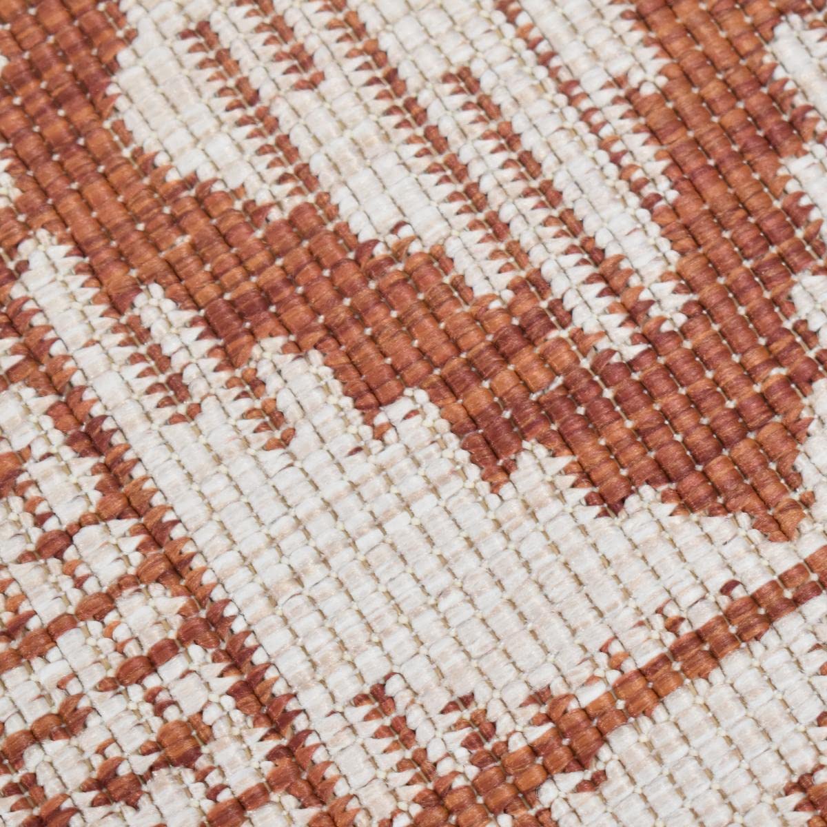 UnAmourDeTapis Tapis Exterieur 160 X 230 Cm, Rouge, Motif Géométrique Graphique, Tissage Kilim Réversible, Terrasse Jardin, Fabriqué en Belgique, 6368