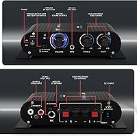 Vista 6 de Pyle PFA330BT mini amplificador inalámbrico estéreo Bluetooth de 90 Watt - entradas para micrófono, RCA, y auxiliar de 3,5 mm