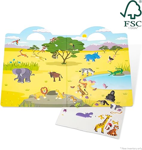 Miniatura 4 de Juego de calcomanías Melissa & Doug con temática de safari, 42 calcomanías infladas reutilizables