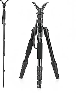 JINSE Rifle Shooting Tripod with V Yoke,19-59 inch Durable Aluminum Frame Adjustable Hunting Stand Shooting Rest for Hunting, Shooting, and Outdoors - JINSE