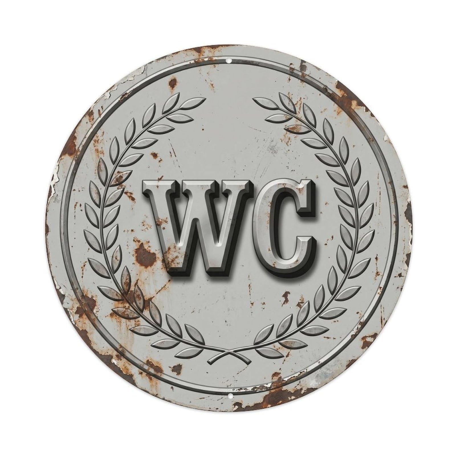 Toilet （WC） Minimalist Emblem Metal Tin Sign Plaque Wall Decor for Cafe, Club Bar, Office, Home Garden Round Metal Poster 8x8Inch
