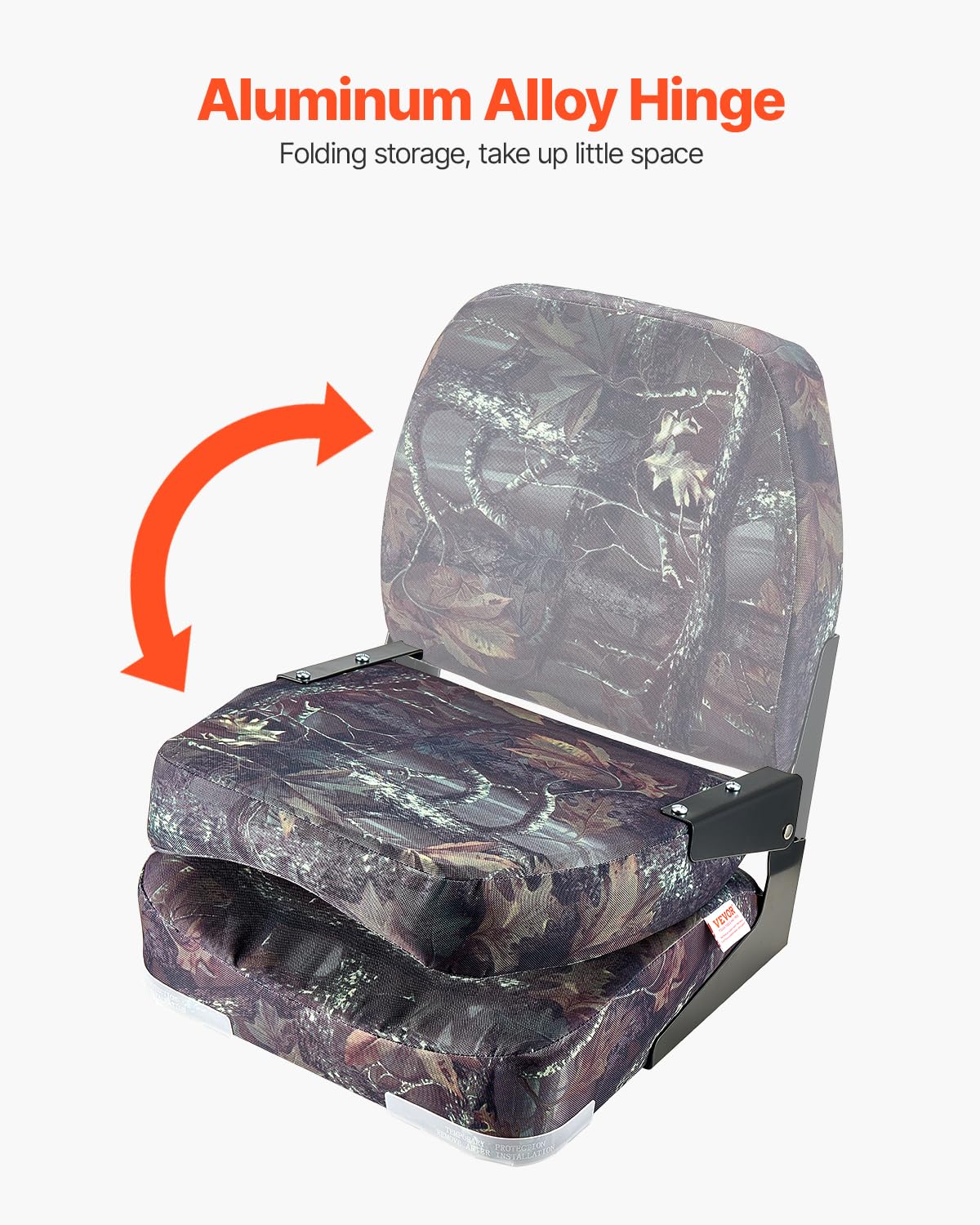 VEVOR Asiento de Barco con Respaldo Bajo 2 Piezas Silla de Barco de Pesca Plegable con Cojín de Esponja Espesa, Tela de Poliéster PU, Marco de PP Asiento de Bote para Barcos, Yates, Camuflaje