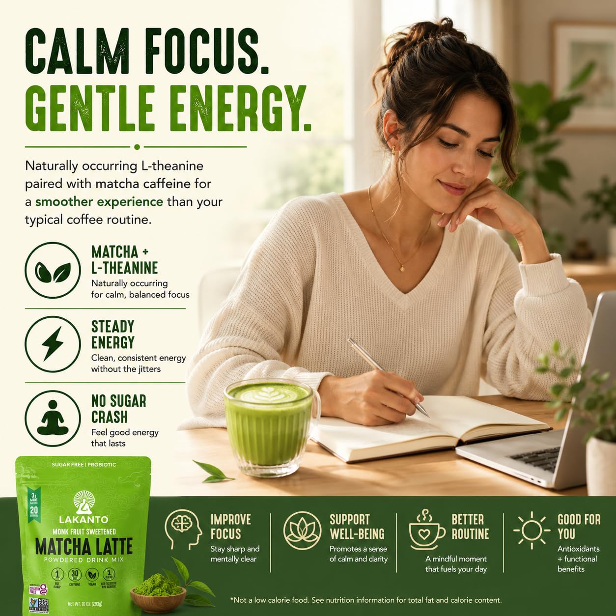 Amazon.com: Lakanto Sugar Free Matcha Latte - Green Tea Powder