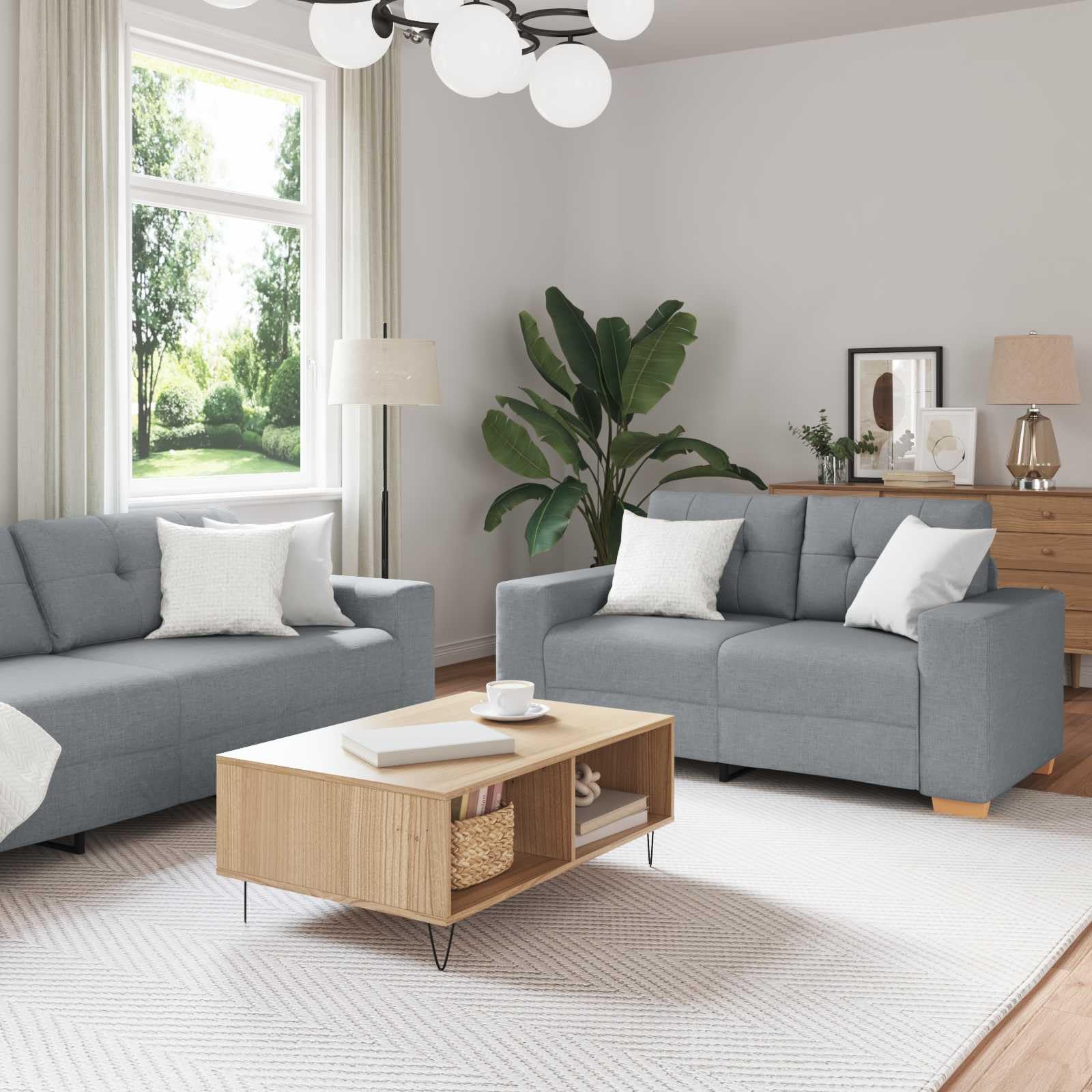 vidaXL Canapé 3 pcs Gris Clair 221 x 80 x 80 cm Tissu en Lin mélangé, Canapé en Lin Élégant, Mobilier Moderne pour Salon, Assise Stylée, Agencement Polyvalent