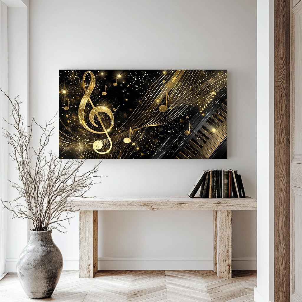 Generico Musicale Chiave di Violino Quadri Per La Camera Da Letto 80x120 cm | Rock Pianoforte Quadri Moderni Soggiorno Su Tela Stampa Da Parete Lusso Nota Musicale Grandi Dimensioni Per Ufficio E Salotto