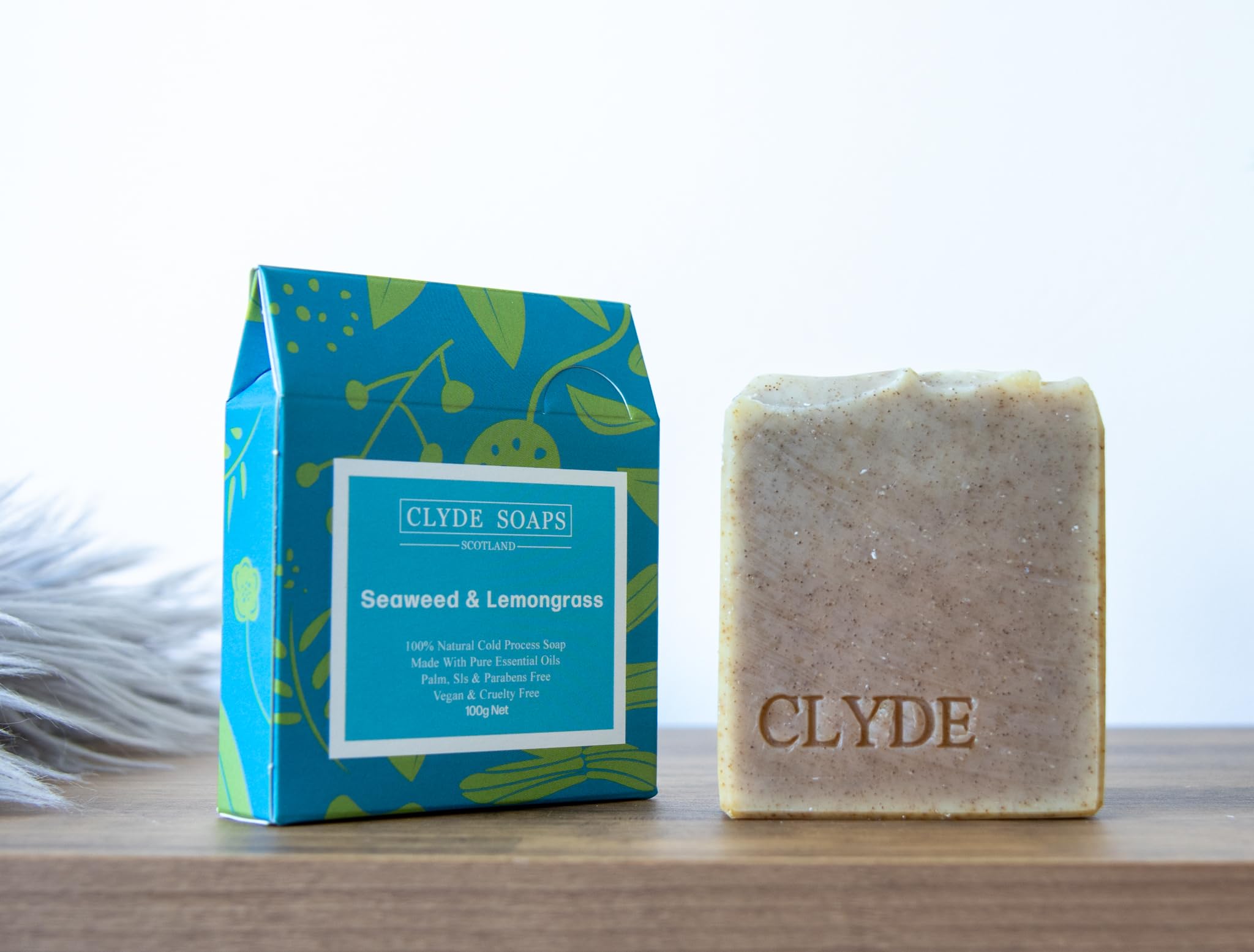 Seaweed & Lemongrass Soap Clyde Soaps, Cold Process, Palm Oil & Plastic Free, Eco Gift, UK Handmade Vegan, Cruelty Free