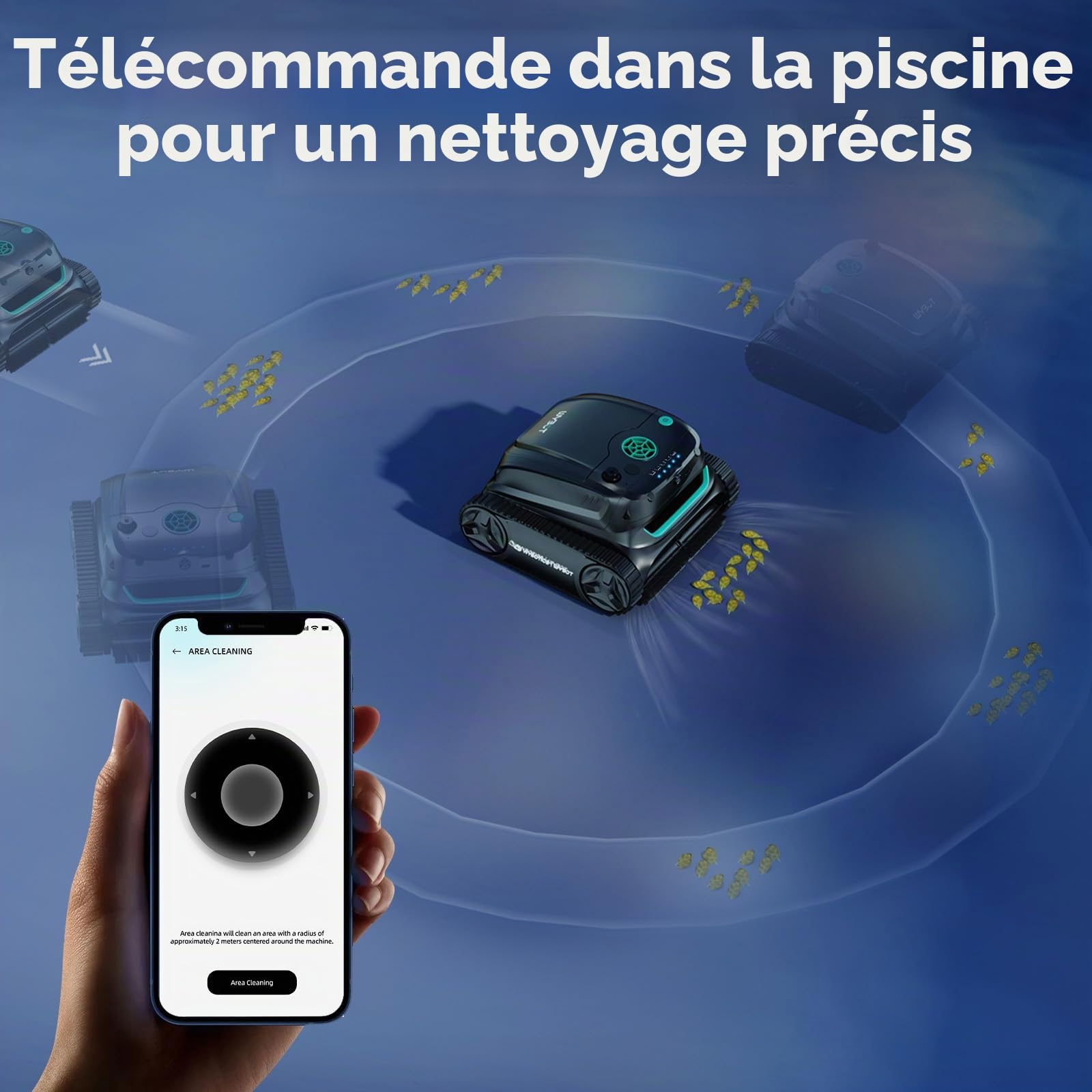 WYBOT S2 Solar Vision Robot Aspirateur Piscine pour Piscines Intégrées, Recharge Solaire, Retour et Charge Automatique, Caméra AI, Nettoyage Programmé, Nettoyage Précis et Rapide (Gris)