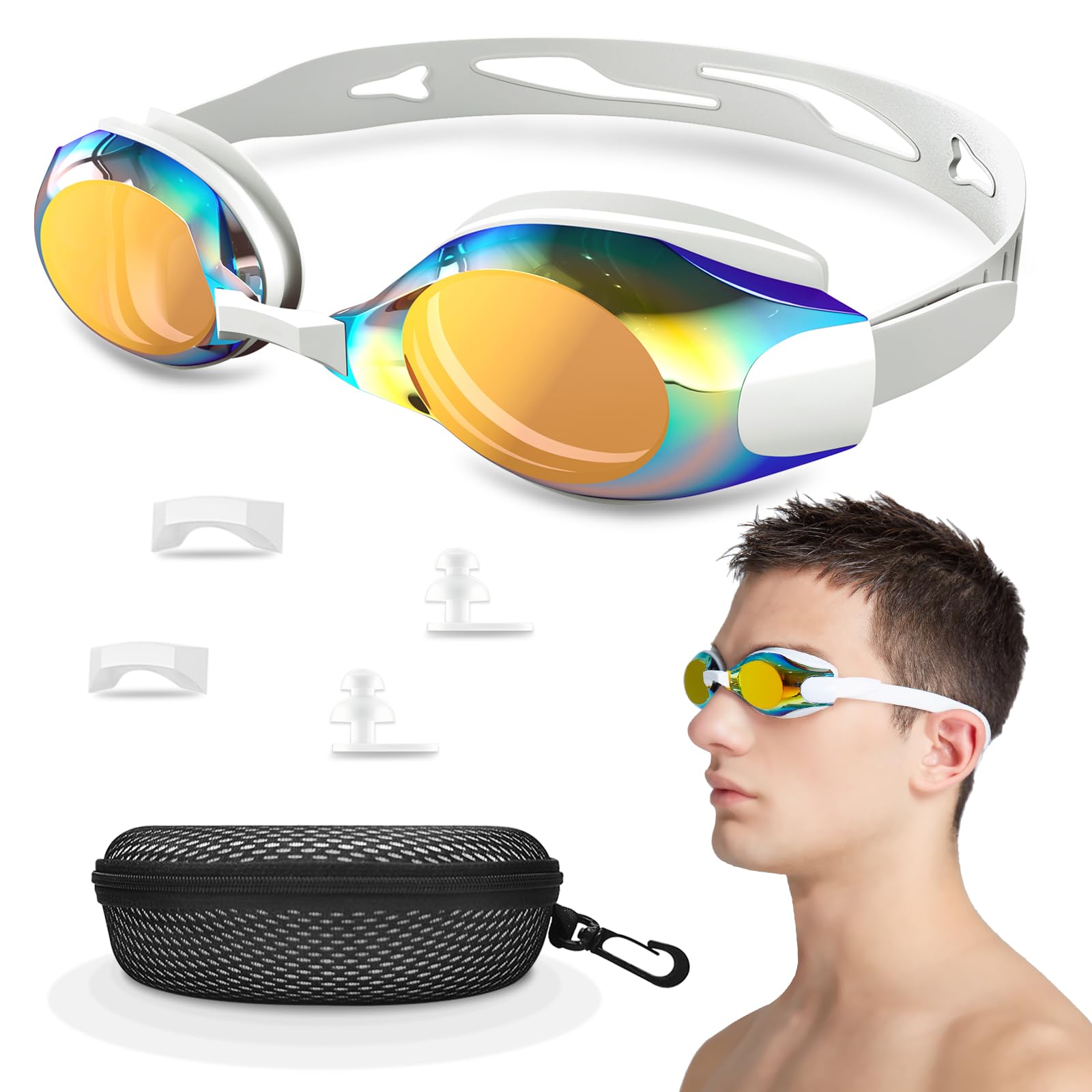 Swim Goggles Nearsighted,Swimming Goggles Shortsighted UV Protection for Women Men Adult Youth Leakproof