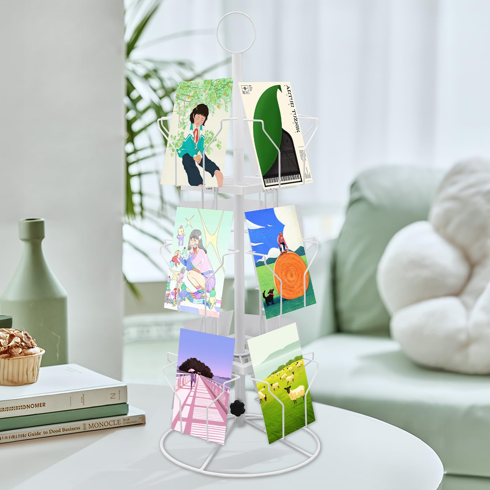 Rotating Card Display Rack Rotating Display Cards Greetings 3-Tier Rotating Greeting Card Display ...