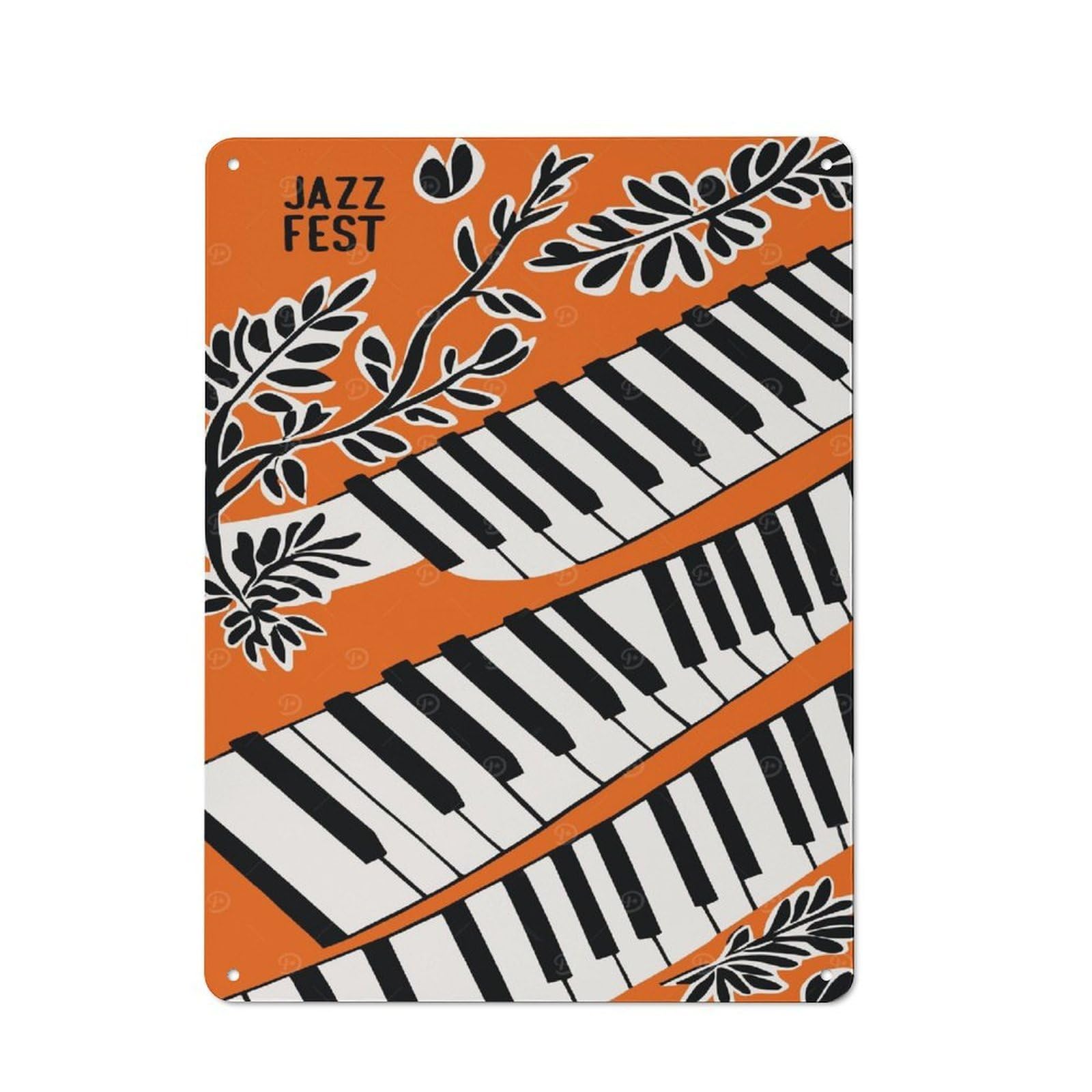 Junmoney Style-19 Vintage Decorative Tin Plaque 40X30cm Featuring Jazz Fest Orange, Home Wall Decor For Bedroom, Kitchen, Office Or Living Room